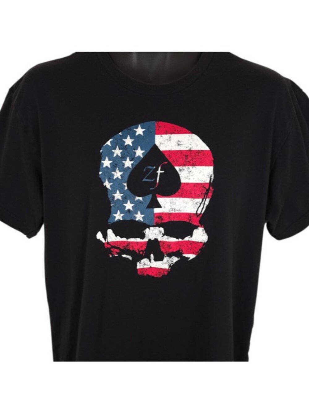 Zero Foxtrot Afterlife Club T Shirt Mens Size Large Black American Flag Skull US